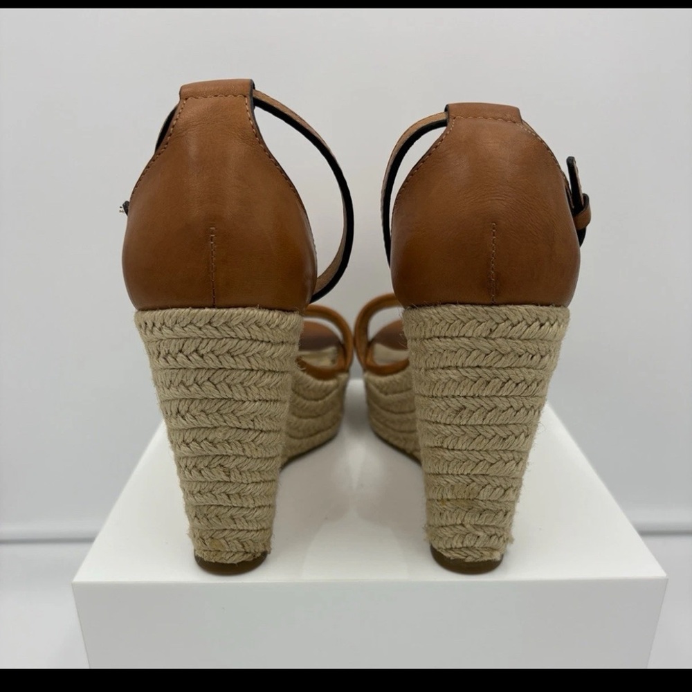 Coach Glinda Espadrille Platform Sandal -Size 7B, Brown Buckle Wedge - Picture 9 of 14